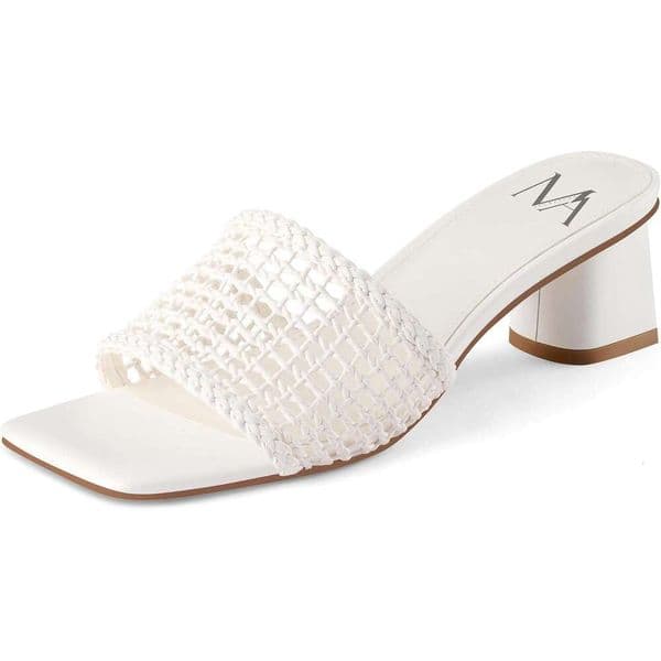 Mules For Woman Square Open Toe Chunky Block Heel Slip On Heeled Sandals Casual Comfort Party Shoes