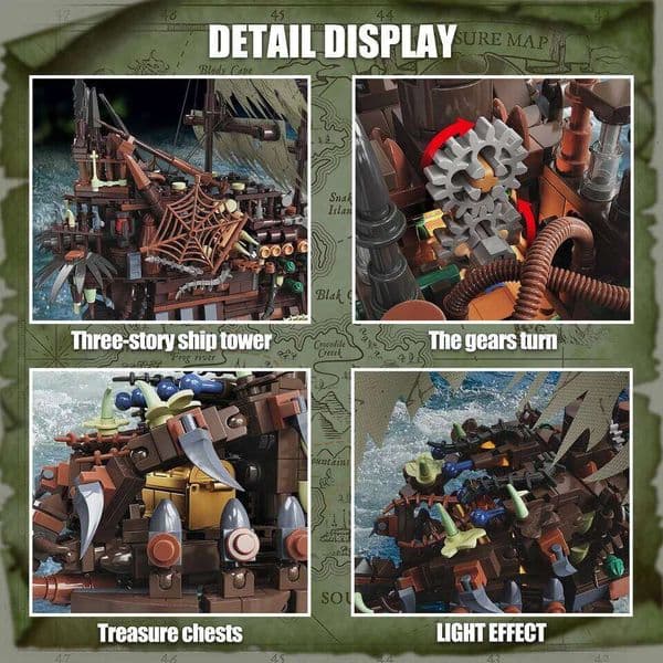 2026 New 2159PCS The Playing Pirate Ship Building Blocks Toy Set Brick Model Movies with Light Birthday Desktop Decoration Gifts 26H0209