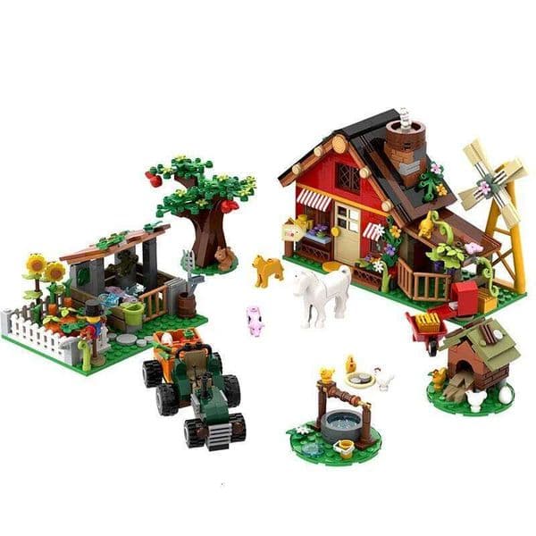 2026 New 649PCS Creative Windmill Farm Building Blocks with Agricultural Car Animals Trees Plants Brick Accessories Puzzle Kids Toys 26H0209