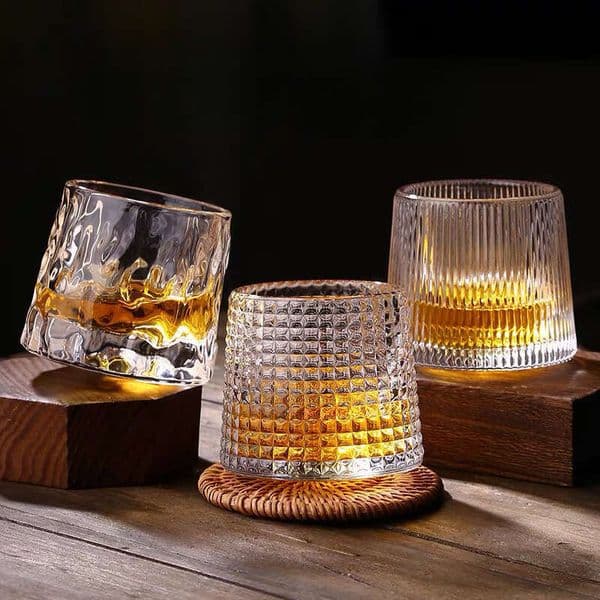 Rotating Crystal Glass Ins Style Nordic Whiskey Cup Creative Liquor Tumbler Desktop Eco-Friendly B2