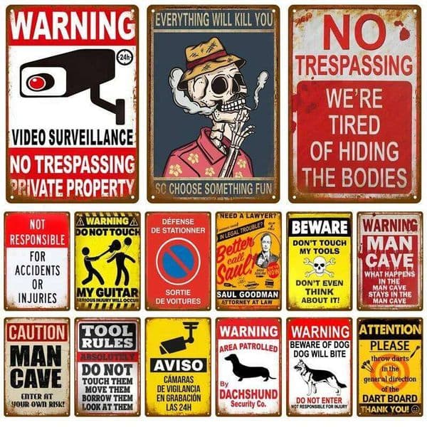 Retro Metal Warning Sign Vintage Tin Wall Decor for Home Room Bar Garage Cafe Club Man Cave Pub Plate Poster Art 26L0210