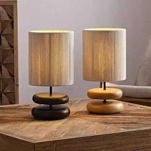 Modern Japanese Wood Table Lamp Rope Weaving Lampshade Walnut Color For Hotel Bedroom Bedside Living Room Decoration Lighting PL C260210