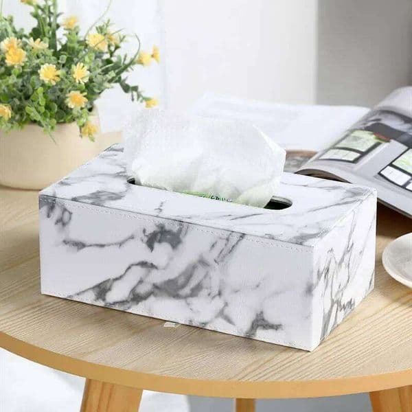 Nordic Marbling Leather Boxs Living Room Bedroom Desktop Tissue Holder Bathroom Draw Paper Storage Box Home Decoration 26H0210