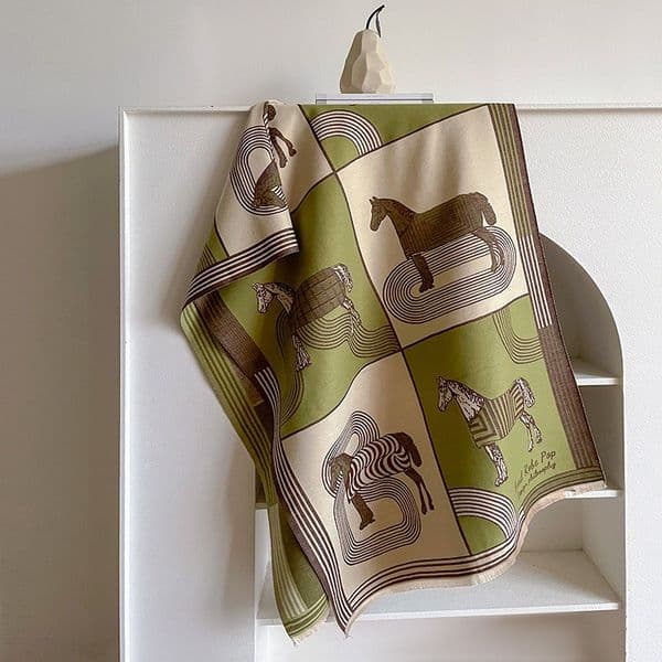 Luxury Horse Print Velvet Scarf Soft Warm Winter Shawls For Office Travel Nap Versatile Decorative Equine Throw Blanket X Cm Bazaarlife