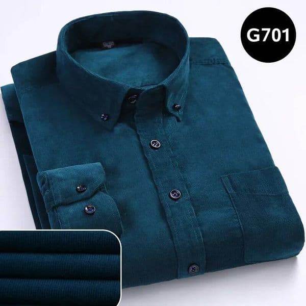 Bestseller 2025 Cotton Corduroy Casual Warm Solid Shirt Long Sleeve Winter Regular Fit Mens Men's Shirts with Pokets ddmytues
