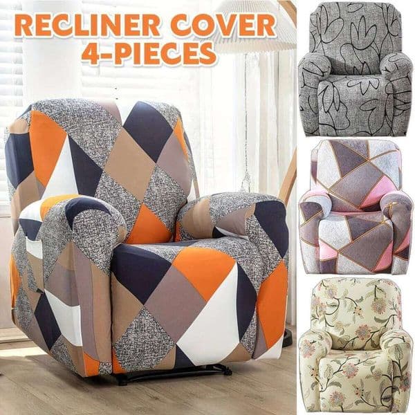 4pc/set Milk Silk Stretch Recliner Sofa Covers Printed Elastic Armchair Chair Slipcovers for Living Room Furniture Protector 26L0210