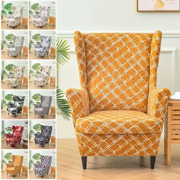 Spandex Stretch Wing Chair Floral Printed High Back Armchair Covers Elastic Relax Sofa Slipcovers with Seat Cushion Cover 26L0210