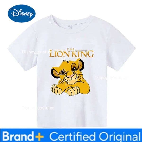 Disney Cute The Lion King Kids T-shirts Summer Black Short Sleeve Boys Girls Tee Shirt Child Cartoon Simba Harajuku Tops Women Clothes H260210