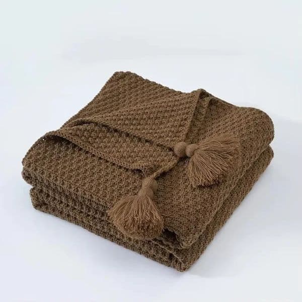 Plaid Knitted Throw Blanket Solid Color Office Nap Shawl Nordic Style Cover for Sofa Bed Air Conditioning Tapestry 260122