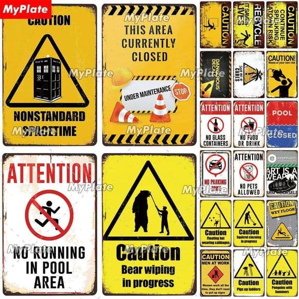 ATTENTION Metal Tin Vintage Decoration Plaque Wall Bar Sign Home Decor Poster Custom 26L0210