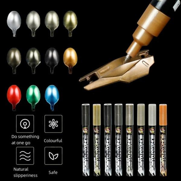 Metallic Markers Colouring Pens for Mech Painting Golden Paint Marker Pen Silvery Reflective Paint Model Marker Pen 260203
