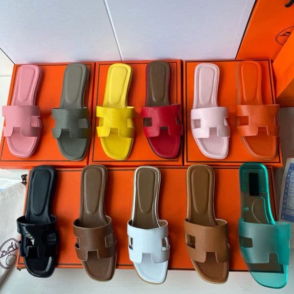 Free Shipping Designer Oran Chypre Slippers for Women flat slides H Brand Sandals Luxury sliders mule rubber brown Sandals wedge sliders Summer Beach shoes size 36-42