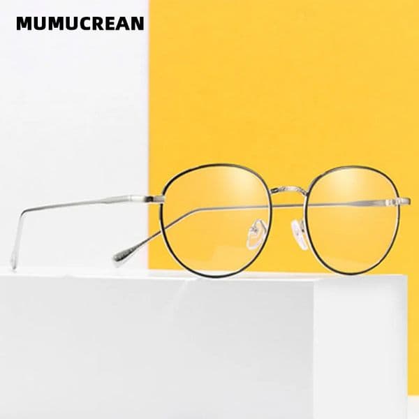 Metal Flat Mirror Round Frame Blue Light Blocking Glasses Men and Women Antiblue Can Be Equipped with 260206