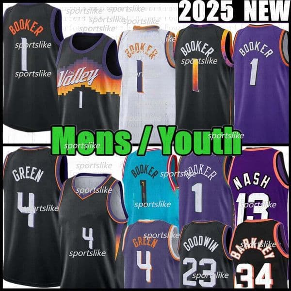 Devin Booker Basketball Jersey Steve Charles Nash Barkley Mens Kids Jalen Green Ryan Dunn Royce O'Neale Grayson Allen Dillon Brooks Rasheer Fleming