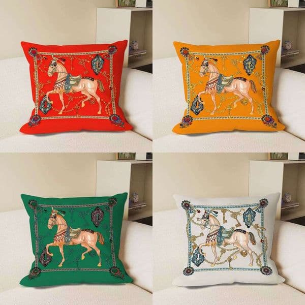European Style High-End Sofa Horse Cushion Decoration For Living Office Model Room Simple Retro Luxurious Back Pillow B2