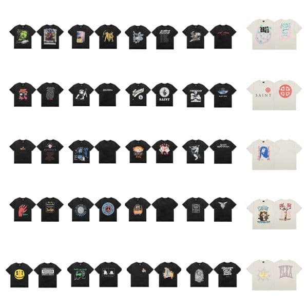 saint tshirt men designer clothes womens leisure Popular brand shirt fashion water wash cotton short graphic tee Hip Hop round neck Street mens clothing 04