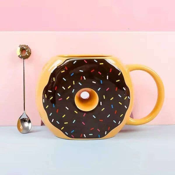 2026 Creative Donut Shape cologne Coffee Cup With Handle, Ceramic Bread Biscuit Mug, Desktop Decorative Cup, Drinking perfume Utensils Free Shipping