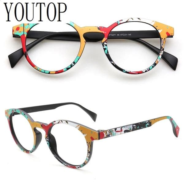 Vintage Women Round Glasses Frames Men Optical Eyeglass Frame TR90 Eyewear Fashionable Rainbow Prescription Lightweight 260124