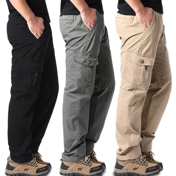 Plus Size Mens Cargo Pants Casual Loose Multi Pocket High Quality Cotton Pants Long Trousers Mens Jogger Pants 5XL 6XL 260204