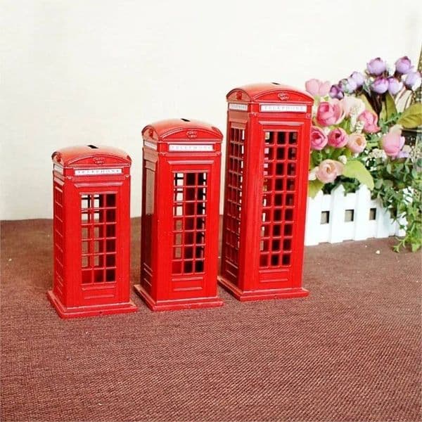 Bestseller Vintage Style London Metal Telephone Piggy Bank Creative Home Decoration Crafts Alloy Phone Booth Money Storage Box ZG114 ddmytues