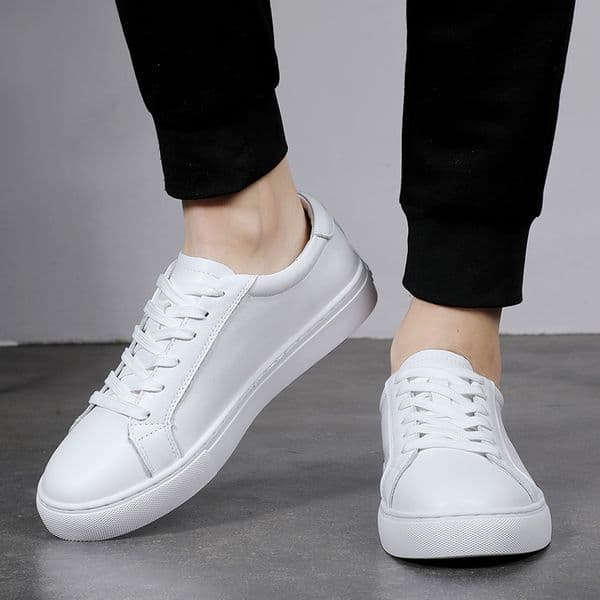 Summer Leather Sneakers for Men Korean Style Trendy Versatile Sports Casual White 47 Large Size Couple Shoes