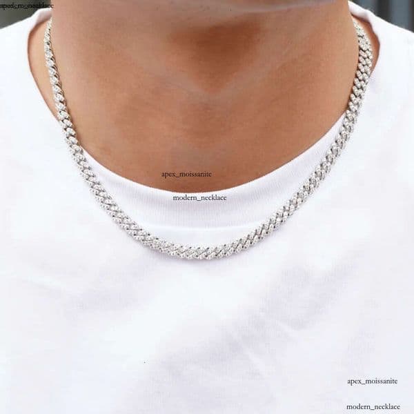 bracelet pendant necklaces fine jewelry 8mm VVS moissanite necklace cuban k sterg sier women men chain miami cubank 3c