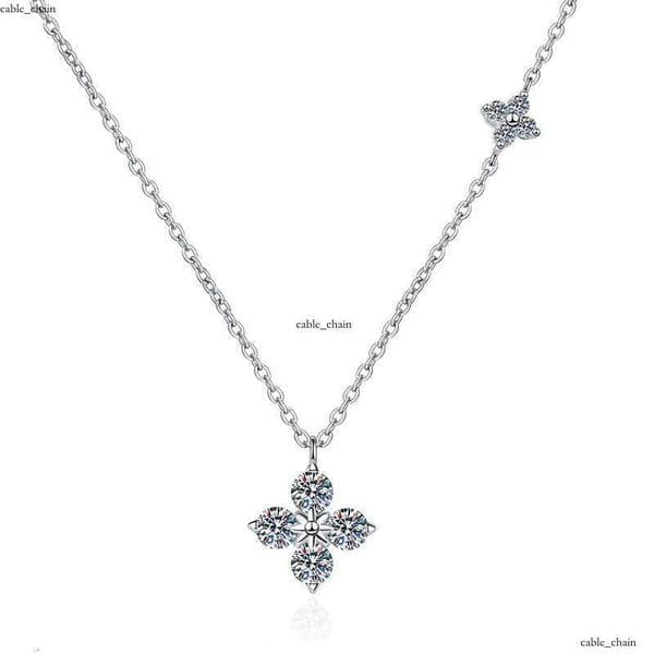 S925 Sterling Silver Necklace VVS Moissanite Diamond Pendant High-end Feel Four-leaf Clover Clavicle Chain Manufacturer Wholesale