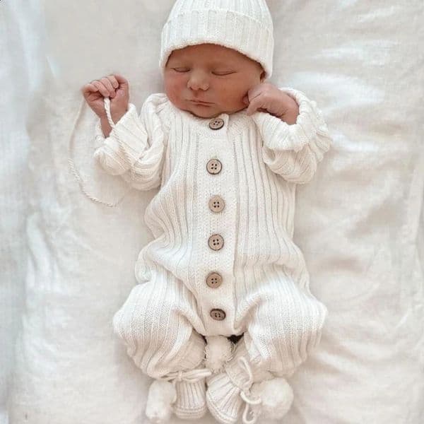 2025 Infant Baby Girls Boys Knitted Jumpsuit Toddler Baby Girl Boys Long Sleeved Knitting Romper Children Clothes 260204