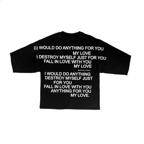 Y2K Poetry Long Sleeve T Shirt Slogan Print Pattern Streetwear Retro Classic Hip Hop Streetwear Unisex Oversized Clothing 260209BJ