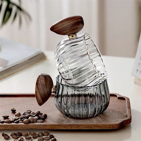 Stripe Heatresistant High Boron Silicon Glass Coffee Mug With Wooden Handle Ice American Latte Cup Breakfast Milk Tea 260204