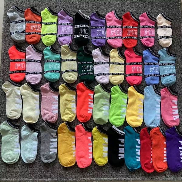 Have Real Photos with Tags Pink Black Socks Adult Cotton Short Ankle Socks Sports Basketball Soccer Teenagers Cheerleader Girls Women Sock NEW