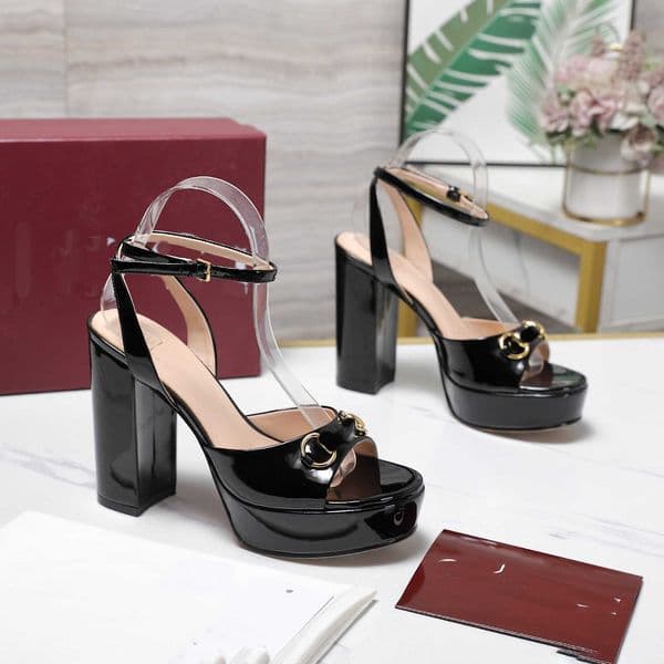Luxury Peep Toe Platform Sandals Chunky High Heels Solid Ankle Buckles Strap Designer Women Leather Shoes Super Heel Party Dress Shoes 260210