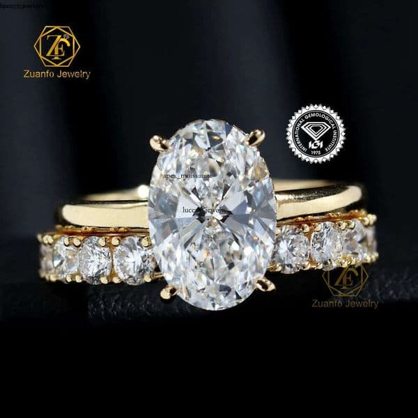 GIA IGI Certified Solid 14k 18k Gold Customizable Lab Grown Diamond Set 1ct-5ct for Men Women CVD HPHT Engagement Ring ca