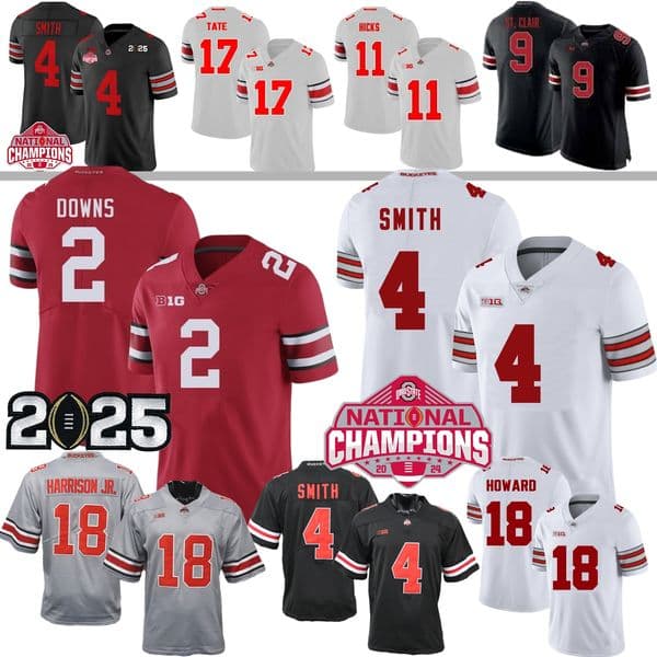 2026 OSU Football Jersey College Jeremiah Smith Caleb Downs Julian Sayin Carnell Tate C.J. Hicks St. Clair CJ Donaldson Styles Thurman Jackson Alford Tuimoloau