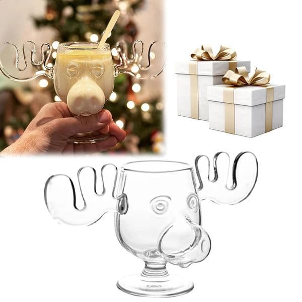 240ml 8oz Christmas Mug Christmas Reindeer Head Creative Elk Glass Milk Glass Wine Beer Water Juice Milk Glass 260203