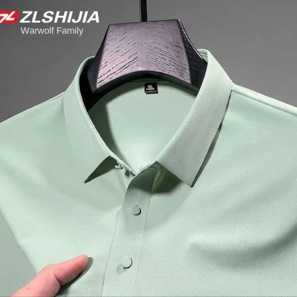 Korean Clothing Harajuku Fashion Classic England Slim Solid Polo Shirts for Men Summer Business Ice Silk Polo T Shirt Man 260206