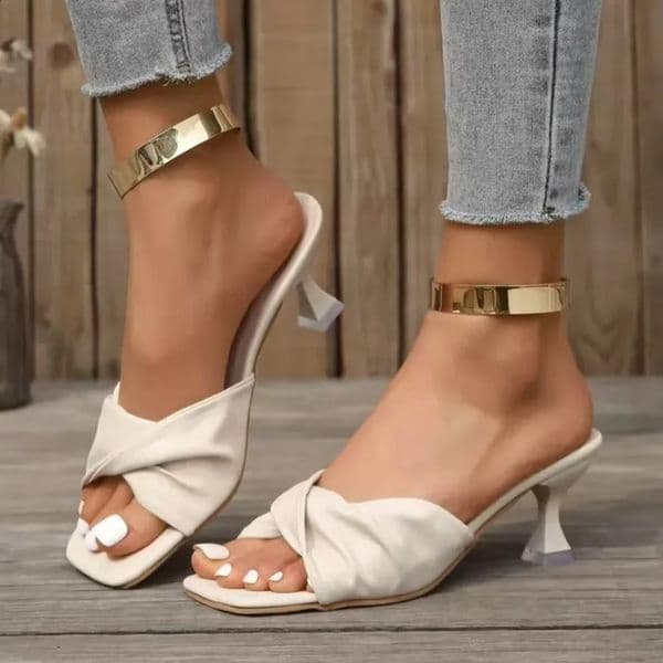 Fashion Summer Women Shoes Handmade Square Open Toe High Heels Outdoor Fashion Slippers Wedding Party Fashion Party shoes 260124