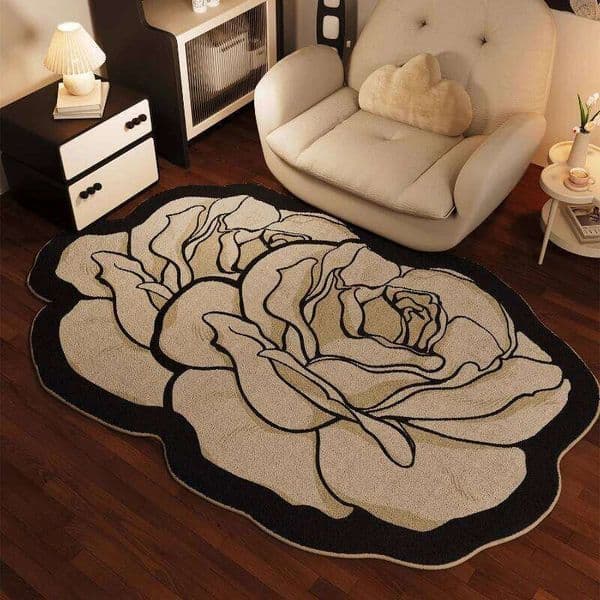Retro Light Luxury Carpets for Living Room French Flowers Bedroom Decor Carpet Fluffy Soft Irregular Rug Home Thicken Plush Mat 26H0211