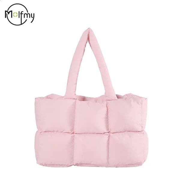 Women Tote Handbags Quilted Plaid Bag Retro Trendy Checkered Waterproof Shoulder Bag Solid Color Winter Soft Large Capacity Bags 260127