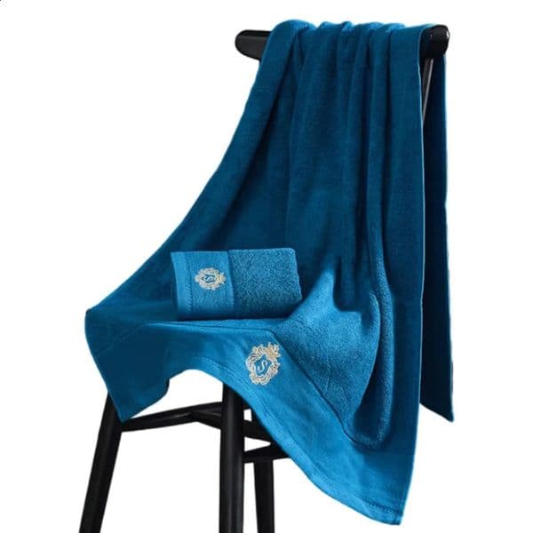 70X140CM Oversized Big Cotton Blue Towels Letter Embroidered Bathroom Towels Cover Soft Classic Bath Shower Towels Toallas 260208