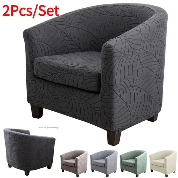 Leaves Jacquard Tub Chair Cover Antidirt Stretch Armchair Slipcover Allinclusive Single Club Sofa Cushion for Living Room 260122BJ