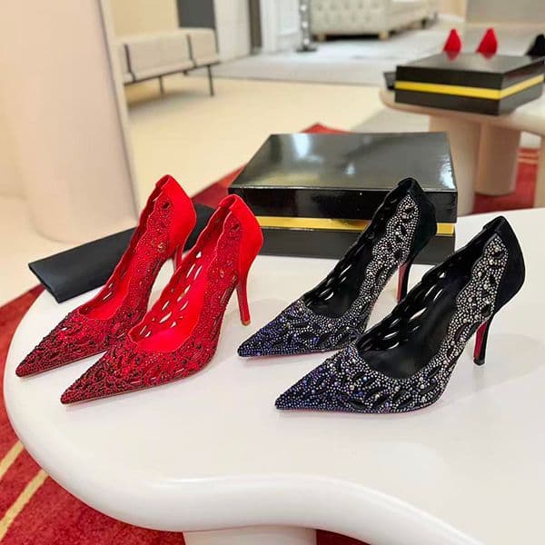 Free delivery - Brand women's rhinestone decorative sandals, dresses, high heels, women's party wedding dresses, single shoes, designer brand high heels sizes 35-42