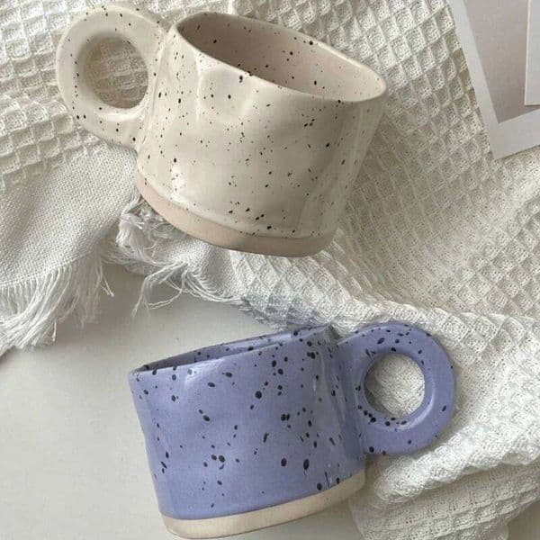 250ml Ring Handl Coffee Milk Modern Print Porcelain Mug Handmade Ceramic Hot Chocolate Cup Couple Handgrip Cups 26W0211