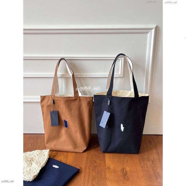 Shopping bag reversible 2026 embroidered canvas handbag with large capacity for daily commuting shoppers