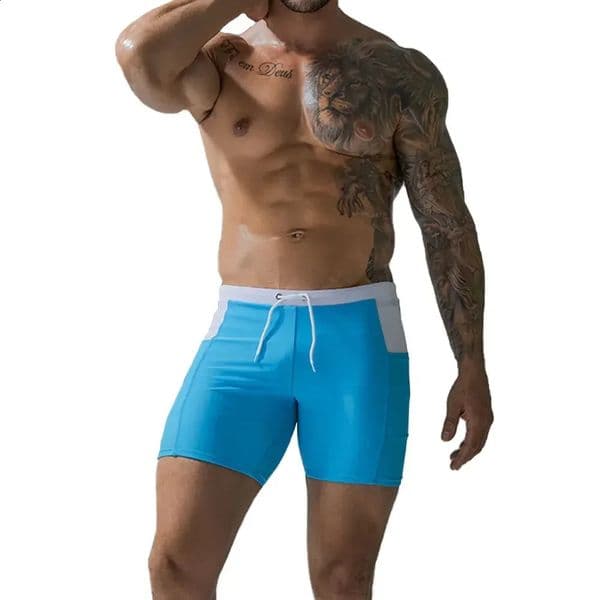 Men Swimwear Swimsuits Swim Trunks Sexy Summer Board Beach Boxer Shorts Surfing Solid Basic Sports Bathing Suit with Pockets 250203