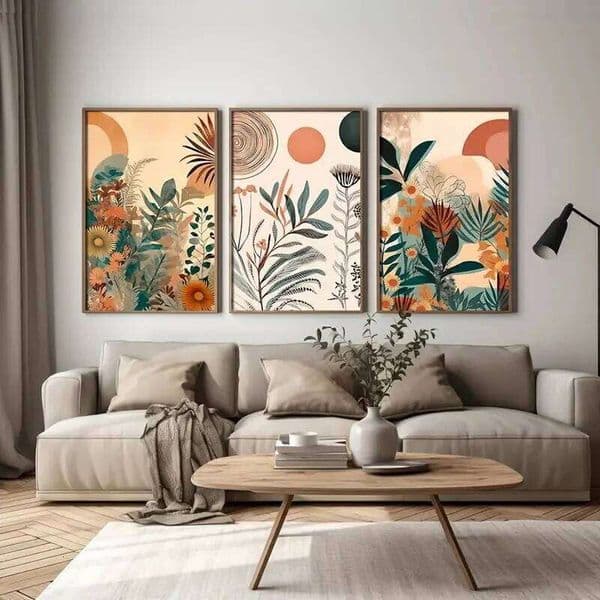 3pcs Canvas Poster Boho Floral Posters Century Mid Modern Wall Art Ideal Gift for Bedroom Living Room Corridor Decor 26Y0210