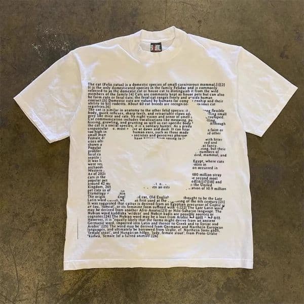 European Cute Letters Cat Print Pure Cotton T Shirt Men Women Summer Y2k Personality Cute Street Clothing Half Sleeved Tops 260207