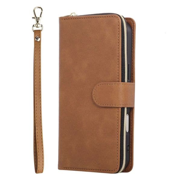 Suitable for Apple 17 Pro Max nine-card zipper model iPhone Air/16E/15 card slot phone leather case
