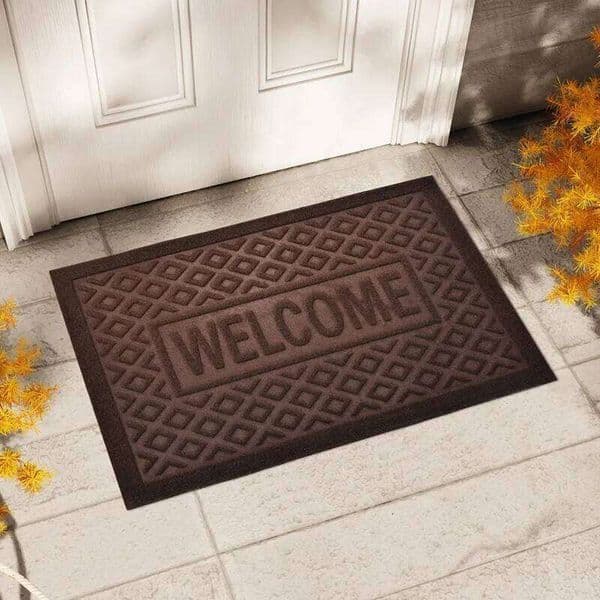 Heavy duty rubber welcome mat - anti slip, dust-proof home entrance door mat, durable and washable carpet, 26Y0211