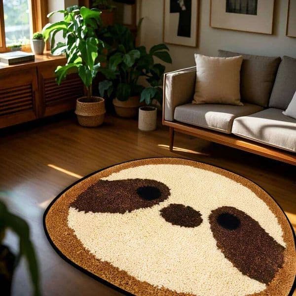 VIKAMA Kawaii Sloth Head Plush MatUltra Soft Decorative Pad, Non-Slip Cushion for Bathroom, Porch & Terrace Home Decor 26Y0211